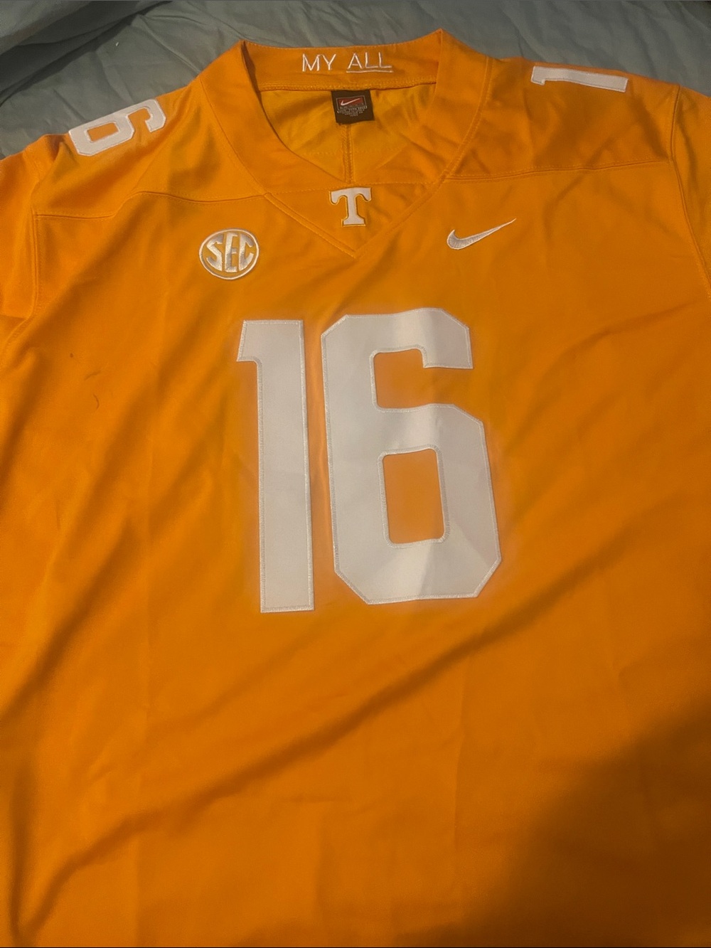 Nike Orange Football Jersey with White Number 16